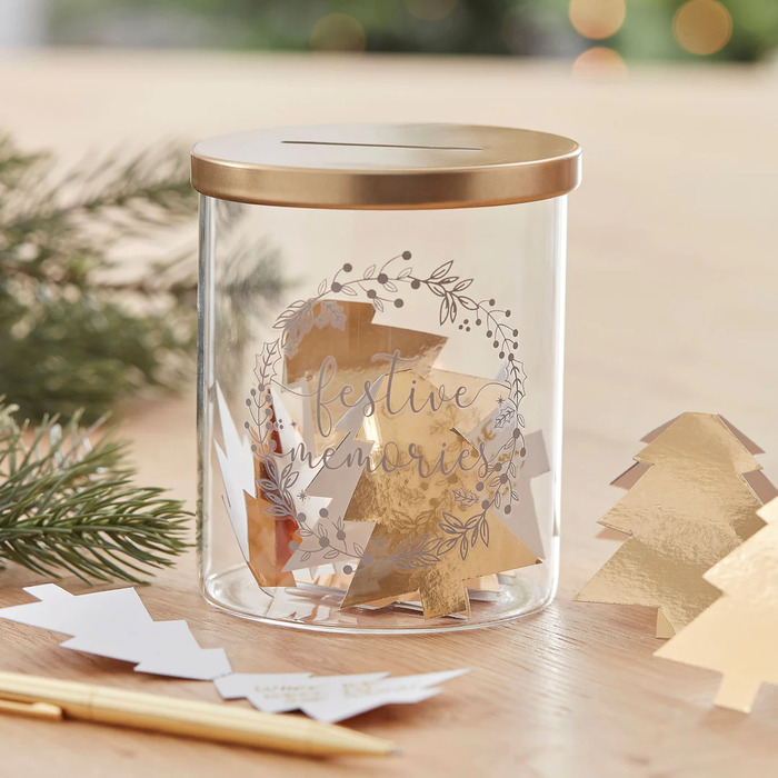 Decorate a jar and fill it with tiny notes or folded papers